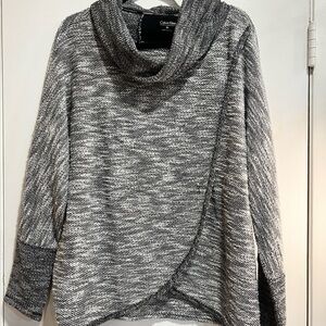 Calvin Klein Black and White Cowl Neck Sweater